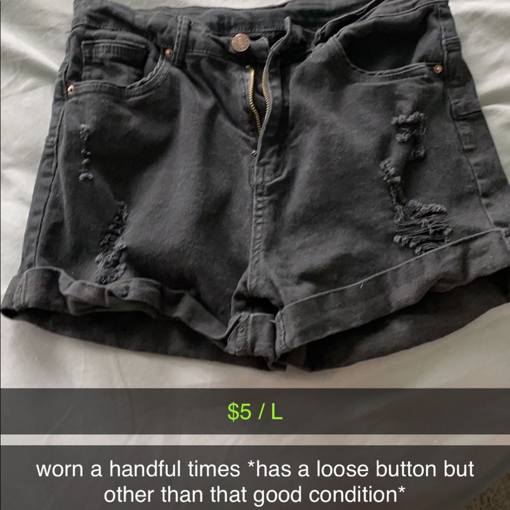 black denim shorts